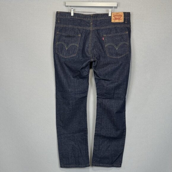 Levis Jeans Mens 38x30 Blue 567 Loose Bootcut Mid Rise Stretch Dark Wash Denim - Picture 1 of 8